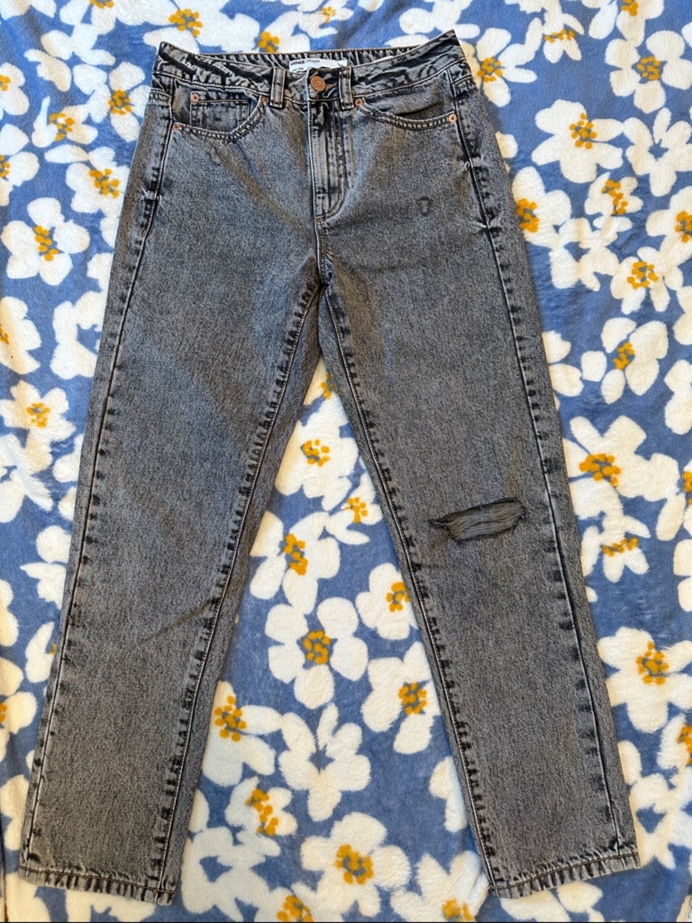 Garage Black Acid Wash Mom Jeans